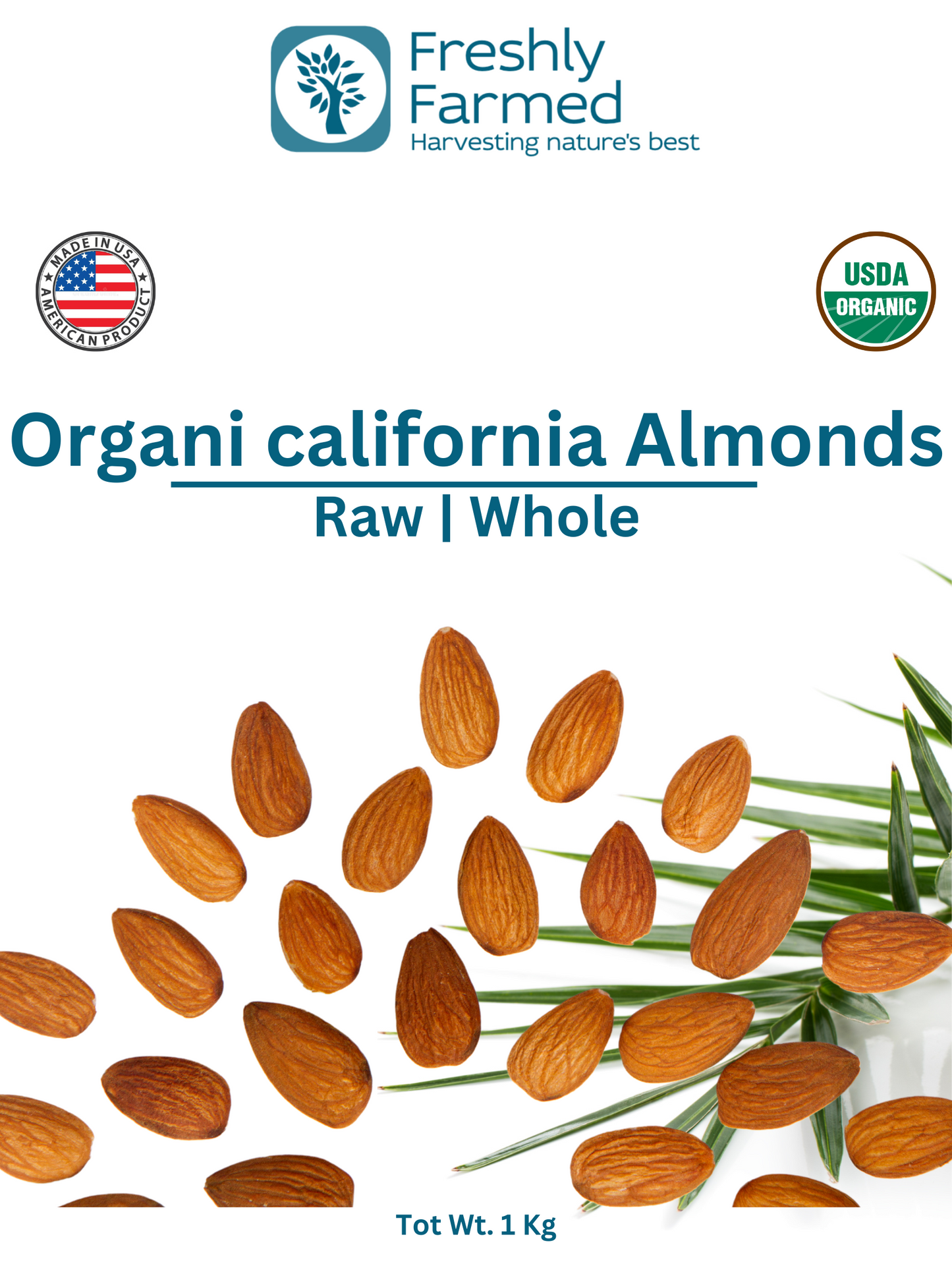 Organic California Almonds - 1 kg